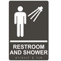 Charcoal Gray ADA Braille Men's RESTROOM AND SHOWER Sign with Symbol RRE-14821_White_on_CharcoalGray