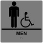 Square Gray ADA Braille Accessible MEN Sign - RRE-150-99_Black_on_Gray