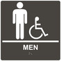 Square Charcoal Gray ADA Braille Accessible MEN Sign - RRE-150-99_White_on_CharcoalGray