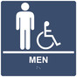 Square Navy ADA Braille Accessible MEN Sign - RRE-150-99_White_on_Navy