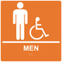 Square Orange ADA Braille Accessible MEN Sign - RRE-150-99_White_on_Orange