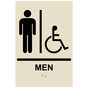 Almond ADA Braille Accessible MEN Sign with Symbol RRE-150_Black_on_Almond