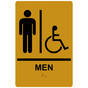 Gold ADA Braille Accessible MEN Sign with Symbol RRE-150_Black_on_Gold