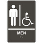 Charcoal Gray ADA Braille Accessible MEN Sign with Symbol RRE-150_White_on_CharcoalGray