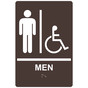 Dark Brown ADA Braille Accessible MEN Sign with Symbol RRE-150_White_on_DarkBrown