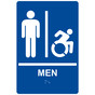 Blue Braille MEN Restroom Sign with Dynamic Accessibility Symbol RRE-150R_White_on_Blue