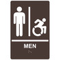 Dark Brown Braille MEN Restroom Sign with Dynamic Accessibility Symbol RRE-150R_White_on_DarkBrown