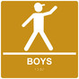 Square Gold ADA Braille BOYS Sign - RRE-155-99_White_on_Gold