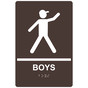 Dark Brown ADA Braille BOYS Sign with Symbol RRE-155_White_on_DarkBrown