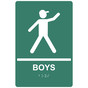Pine Green ADA Braille BOYS Sign with Symbol RRE-155_White_on_PineGreen