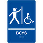 Blue ADA Braille BOYS Accessible Restroom Sign with Symbol RRE-160_White_on_Blue