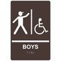 Dark Brown ADA Braille BOYS Accessible Restroom Sign with Symbol RRE-160_White_on_DarkBrown