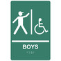 Pine Green ADA Braille BOYS Accessible Restroom Sign with Symbol RRE-160_White_on_PineGreen