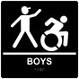 Square Black Braille BOYS Sign with Dynamic Accessibility Symbol - RRE-160R-99_White_on_Black