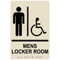 Almond ADA Braille Accessible MENS LOCKER ROOM Sign with Symbol RRE-19963_Black_on_Almond