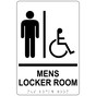 White ADA Braille Accessible MENS LOCKER ROOM Sign with Symbol RRE-19963_Black_on_White