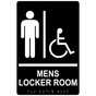Black ADA Braille Accessible MENS LOCKER ROOM Sign with Symbol RRE-19963_White_on_Black