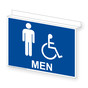 Blue Ceiling-Mount Accessible MEN Restroom Sign With Symbol RRE-7050Ceiling-White_on_Blue