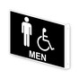Projection-Mount Black Accesible MEN Restroom Sign With Symbol RRE-7050Proj-White_on_Black