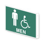 Projection-Mount Pine Green Accesible MEN Restroom Sign With Symbol RRE-7050Proj-White_on_PineGreen