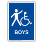 Portrait Blue Accessible BOYS Restroom Sign With Symbol RREP-7055-White_on_Blue
