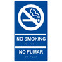 Blue ADA Braille NO SMOKING - NO FUMAR Sign RRB-195_White_on_Blue