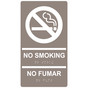 Taupe ADA Braille NO SMOKING - NO FUMAR Sign RRB-195_White_on_Taupe