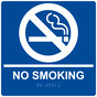 Square Blue ADA Braille NO SMOKING Sign - RRE-195-99_White_on_Blue
