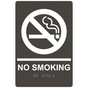 Charcoal Gray ADA Braille NO SMOKING Sign with Symbol RRE-195_White_on_CharcoalGray