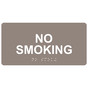 Taupe ADA Braille No Smoking Sign with Tactile Text - RSME-460_White_on_Taupe