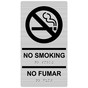 Brushed Silver ADA Braille NO SMOKING - NO FUMAR Sign RRB-195_Black_on_BrushedSilver