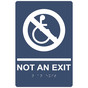 Navy ADA Braille NOT AN EXIT Sign with Wheelchair Symbol RRE-19615_White_on_Navy
