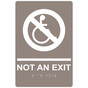 Taupe ADA Braille NOT AN EXIT Sign with Wheelchair Symbol RRE-19615_White_on_Taupe