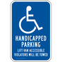 Lift Van Accessible Sign for Parking Control