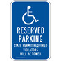 State Permit Required Sign for Parking Control PKE-20815