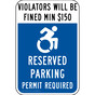 Connecticut Accessible Parking $150 Fine Reflective Sign PKE-35215-CT