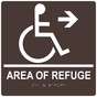 Square Dark Brown ADA Braille Accessible AREA OF REFUGE Right Sign RRE-14760-99_White_on_DarkBrown