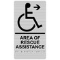 Brushed Silver ADA Braille AREA OF RESCUE ASSISTANCE Right Sign RRE-14764_Black_on_BrushedSilver