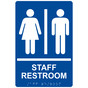 Blue ADA Braille STAFF RESTROOM Sign with Symbol RRE-14833_White_on_Blue