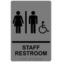 Gray ADA Braille Accessible STAFF RESTROOM Sign with Symbol RRE-14834_Black_on_Gray