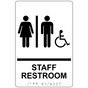 White ADA Braille Accessible STAFF RESTROOM Sign with Symbol RRE-14834_Black_on_White