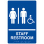 Blue ADA Braille Accessible STAFF RESTROOM Sign with Symbol RRE-14834_White_on_Blue