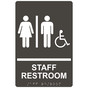 Charcoal Gray ADA Braille Accessible STAFF RESTROOM Sign with Symbol RRE-14834_White_on_CharcoalGray