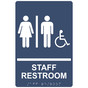 Navy ADA Braille Accessible STAFF RESTROOM Sign with Symbol RRE-14834_White_on_Navy