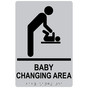 Silver ADA Braille BABY CHANGING AREA Sign with Symbol RRE-175_Black_on_Silver
