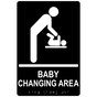 Black ADA Braille BABY CHANGING AREA Sign with Symbol RRE-175_White_on_Black