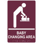 Burgundy ADA Braille BABY CHANGING AREA Sign with Symbol RRE-175_White_on_Burgundy