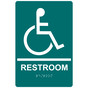 Bahama Blue ADA Braille Accessible RESTROOM Sign with Symbol RRE-35193-White_on_BahamaBlue