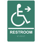 Pine Green ADA Braille Accessible RESTROOM Right Sign with Symbol RRE-35194-White_on_PineGreen