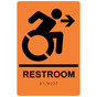 Orange Braille RESTROOM Right Sign with Dynamic Accessibility Symbol RRE-35194R-Black_on_Orange